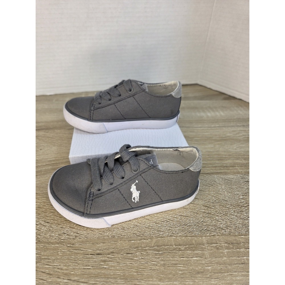 Polo Ralph Lauren Gray Canvas‎ Sneakers Shoes Size 6-gray Shoe For Boys Size 6 - Picture 3 of 11